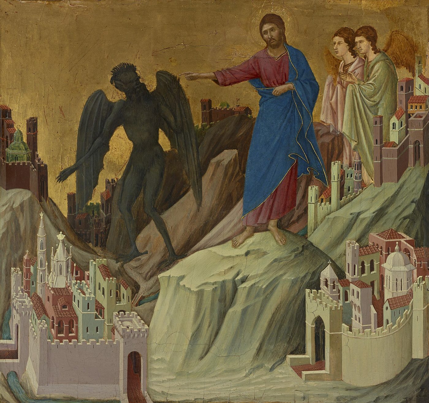 The Temptation of Christ on the Mountain, by Duccio