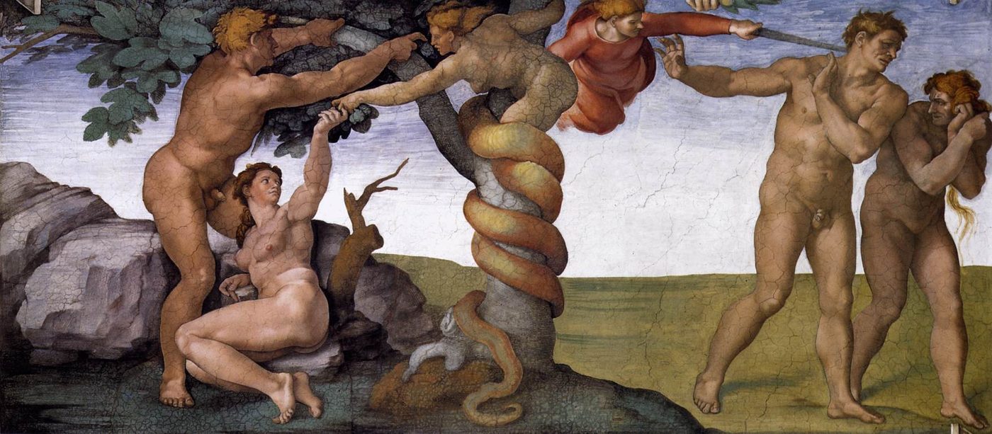 The Fall and Expulsion from Eden, by Michelangelo