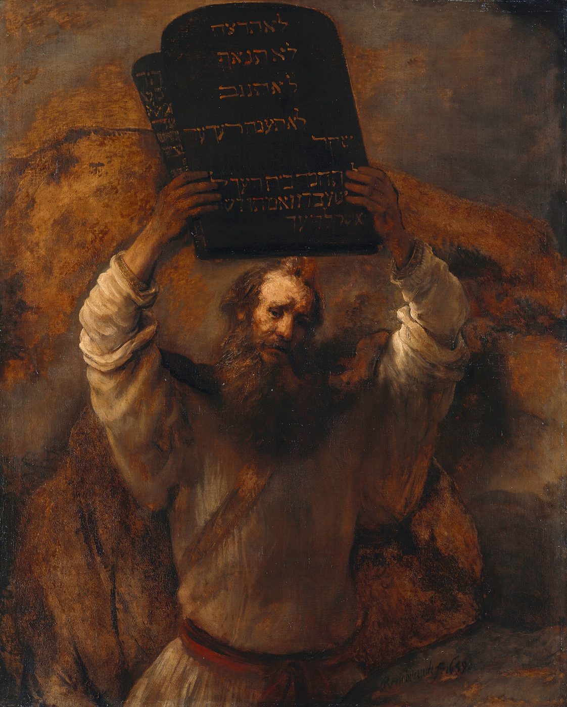 Moses with the Ten Commandments, by Rembrandt
